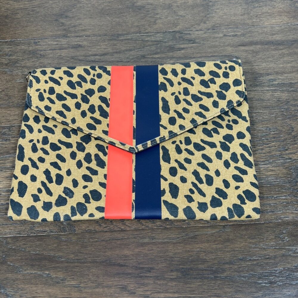 STELLA & DOT Oversize Bellamy Clutch in Leopard Print Brown/Black NWOT